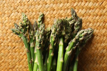 Top view of fresh green asparagus background. Close-up