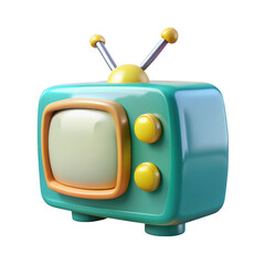 3d retro television isolated on transparent background