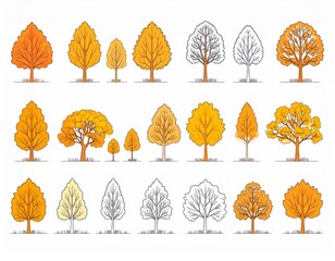 Obraz premium Minimal style cad tree autumn line drawing