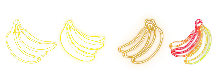A banana Glowing Neon light icon and Beautiful Neon Illumination on transparent background.