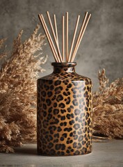 Leopard-print air freshener, ceramic bottle, reed diffusers