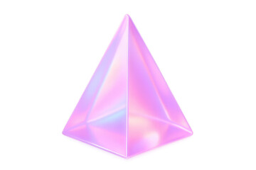3d rendering of a pink holographic pyramid on transparent background, perfect for digital art projects