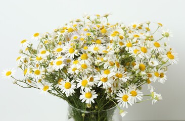 Close-up of beautiful bouquet of daisies in a vase