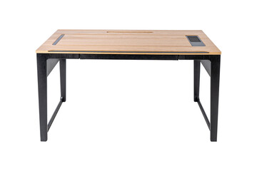 Expensive luxury office table. laptop on the office table isolated on white