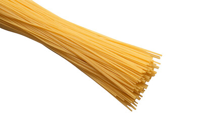 Spaghetti pasta uncooked dry italian food ingredient long noodles wheat flour culinary recipe 100g portion on transparent background