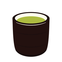 Matcha tea logo. Matcha tea accessories, Japan tea bowl simple icon vector illustration.