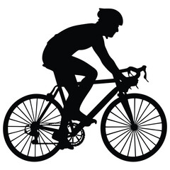 Dynamic cyclist silhouette speeding forward, perfect for fitness blogs and sports marketing materials