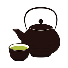Tea pot vector isolated on white background. Matcha pot vector. Matcha tea accessories, Japan tea bowl simple icon vector illustration.