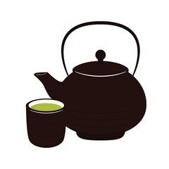 Tea pot vector isolated on white background. Matcha pot vector. Matcha tea accessories, Japan tea bowl simple icon vector illustration.