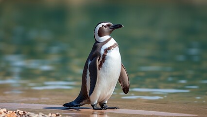 Fototapeta premium Pensive Penguin by the Water