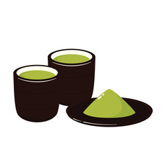 Matcha tea logo. Matcha tea accessories, Japan tea bowl simple icon vector illustration.
