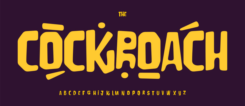 Quirky bold font logo alphabet festive latin playful typography, rounded squared lettering for Dia de los Muerto title text, kids birthday, carnival poster headline, party branding. Vector typeset