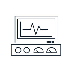 Control and research equipment. Process observation. Vector linear icon illustration isolated on white background.