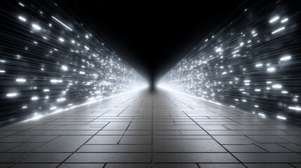 Futuristic network connection data tunnel speed and wireless internet system in a high-resolution environment