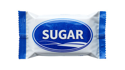 Stock photo of single serving sugar packet for coffee and tea sweetener on white background isolated 100 on transparent background