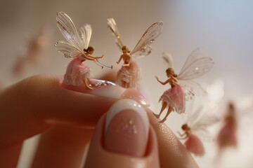 Tiny fairies giving a manicure