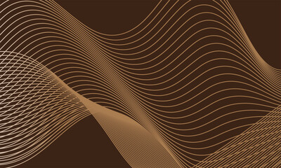 Abstract background with waves for banner. Web banner size. Vector background with lines. Element for design isolated on dark brown . Night, dark.