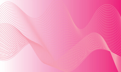  Abstract background with waves for banner. Medium banner size. Vector background with lines. Element for design isolated on pink gradient. Pink color. Valentine's Day. Brochure, booklet.