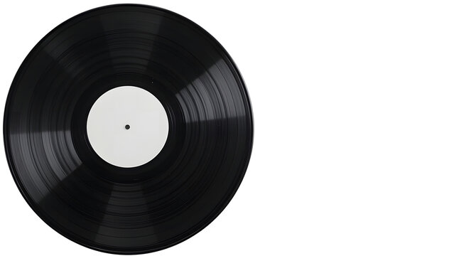 Vinyl record music audio disc lp album vintage turntable sound black white blank label circle 12 inch record 100 on transparent background