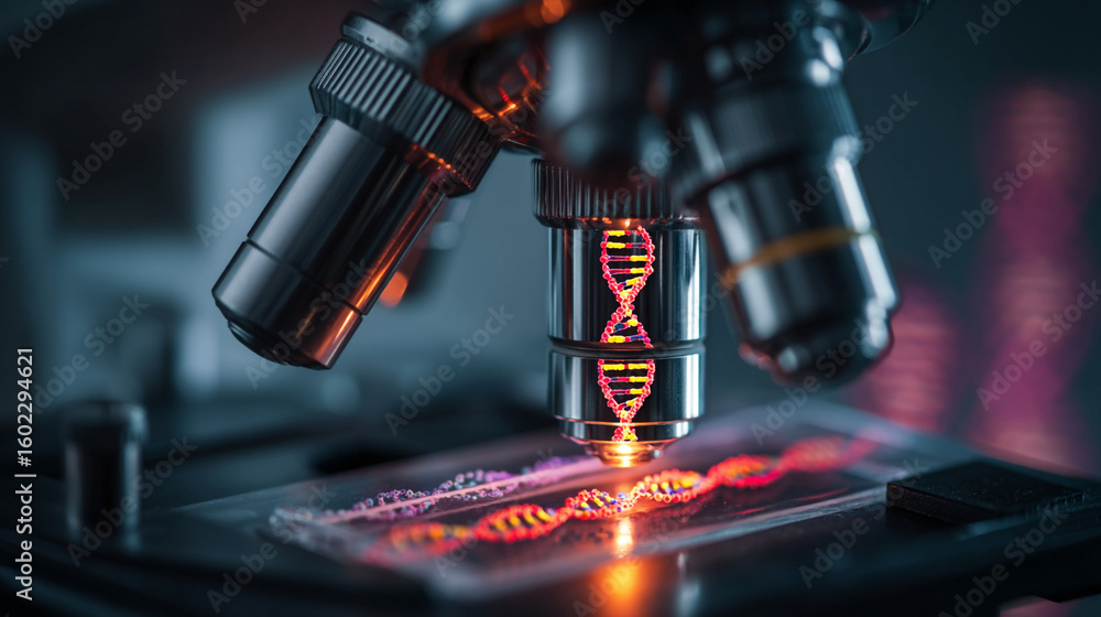 Aufkleber a close up of a microscope examining a dna sample in a research laboratory setting for science