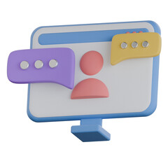 Virtual interview screen 3d icon colorful style