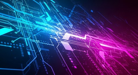 Futuristic Technology Circuit Board Illustration with Dynamic Lighting and Perspective