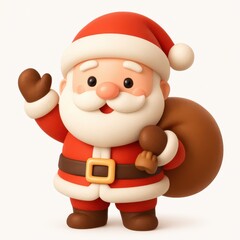 3D Santa Claus in Red Suit with Presents. AI Generative.