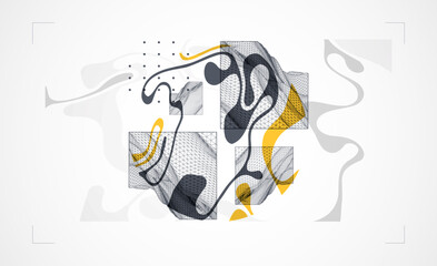 Abstract art wireframe background. Modern science or technology art elements. Surface illustration. Vector.