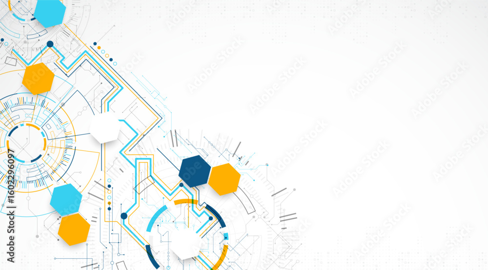 Poster abstract background. scientific and technological concept with the use of technical elements formed 