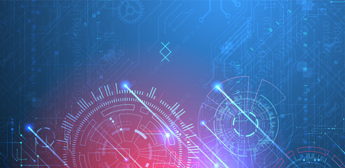 Abstract background. Scientific and technological concept with the use of technical elements formed in the shape of a circle.