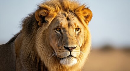 majestic african lion portrait