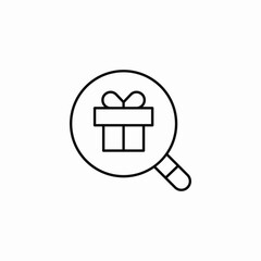 magnifying glass gift search icon sign vector