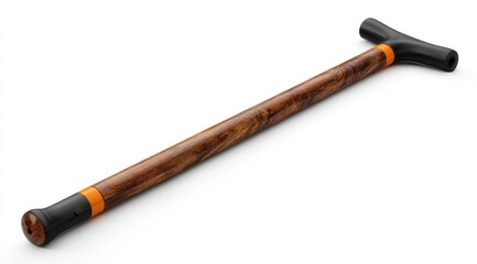 Wooden walking cane,  black & orange accents