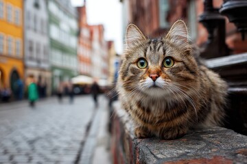 Fototapeta na wymiar lovely city dwelling European feline
