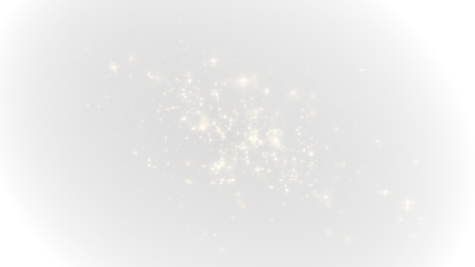 Golden dust sparkles and magic bokeh particles on transparent PNG background.