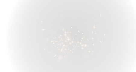 Soft gold glow with sparkles and bokeh light. Transparent PNG for overlay design.