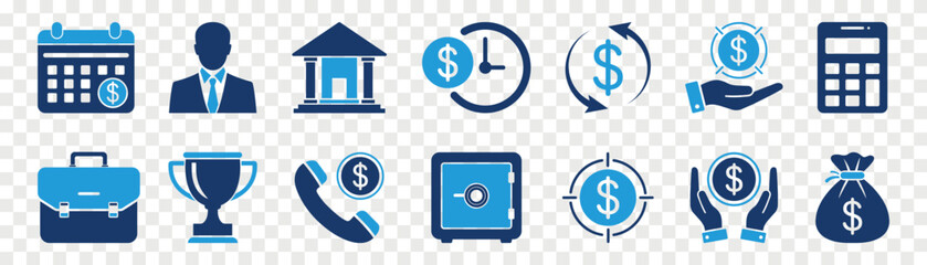 Finance and business flat vector icon set