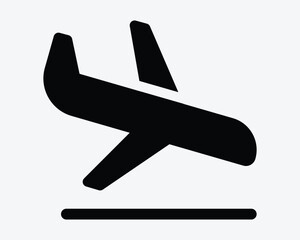 Plane Landing Arrival Airplane Areoplane Airport Air Travel Aircraft Take Off Land Touch Down Black White Icon Sign Symbol Vector Illustration Artwork