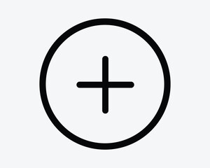 Positive Plus Add Addition Zoom In Round Button Circle Math Mathematics Sum Line Outline Sum Medicine Icon Sign Symbol Black White Illustration Graphic