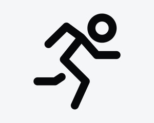 Stick Figure Running Man Run Runner Athlete Sprinting Dash Dashing Race Racing Fast Start Line Black White Icon Sign Symbol Vector Illustration Artwork