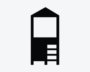Security Watch Tower Watchtower Lifeguard Costguard Prison Structure Shape Safety Observation Post Black White Icon Sign Symbol Vector Illustration Artwork