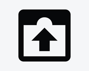 Delivery Package Postage Send Mail Out Sent Upload Arrow Upward Point Up Shipping Post Postal Black White Vector Icon Sign Symbol Graphic Artwork