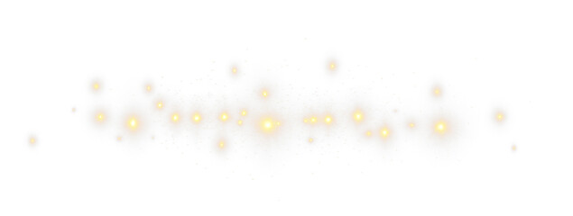 Soft golden light dust overlay with shine and glow on transparent background