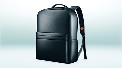 Black leather backpack, studio shot, product display