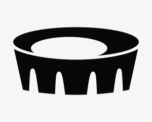 Stadium Arena Sports Center Structure Competition Game Building Circle Round Tournament Black White Icon Sign Symbol Vector Illustration Artwork