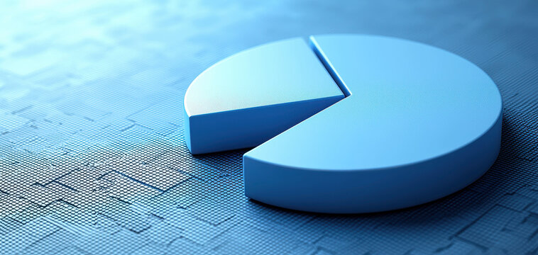 Blue pie chart minimal flat design digital background data visualization business finance technology modern abstract analytic concept calm mood