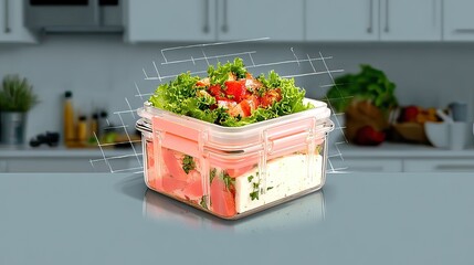 Kitchen, salad, container, food, storage, prep, healthy, meal, fresh, design