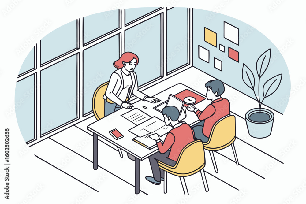 Poster collaborative brainstorming session in a modern office with a focus on creative ideas and teamwork d