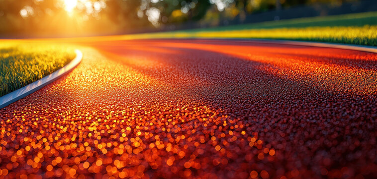 Running track outdoor sunrise sunlight challenge motivation fitness sport determination morning and focus create vibrant scene of track glistening in early light evoking energy and ambition