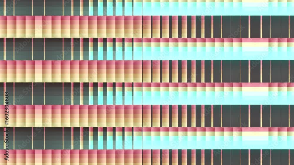 Poster animation consists of moving horizontal stripes. each stripe is composed of multiple vertical tiles 